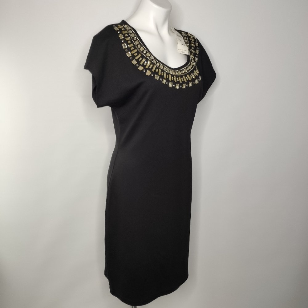 Grayse Black Dress NWT Size XL Embellished Neck - Picture 3 of 10